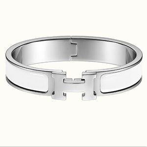 Hermēs Bracelet: White Enamel Clic H